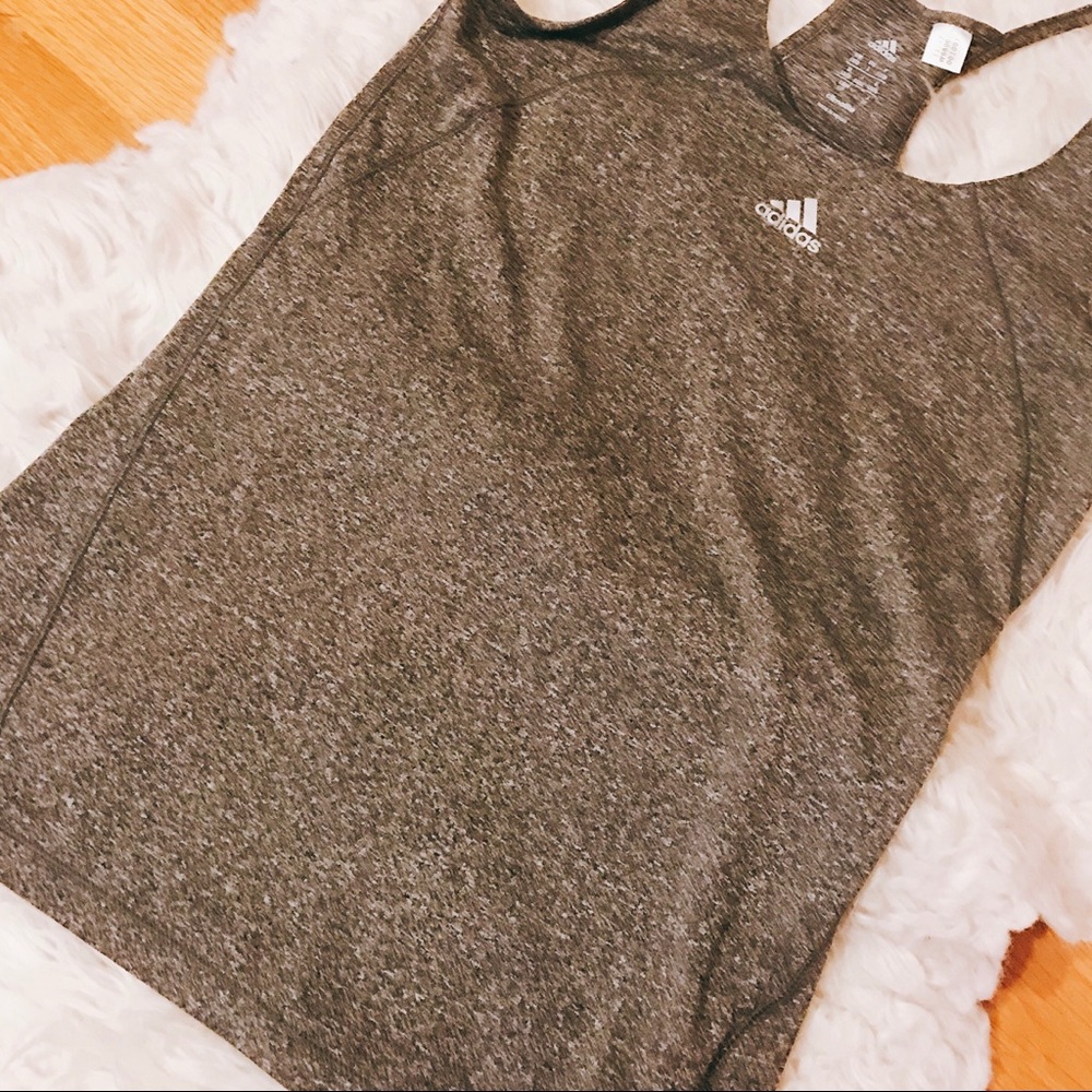 Adidas grey specked climalite tank top SZ S